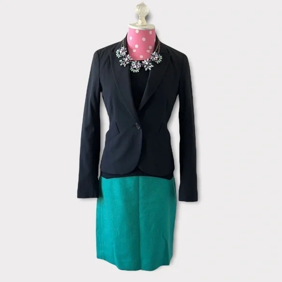 J Crew teal wool skirt size 2